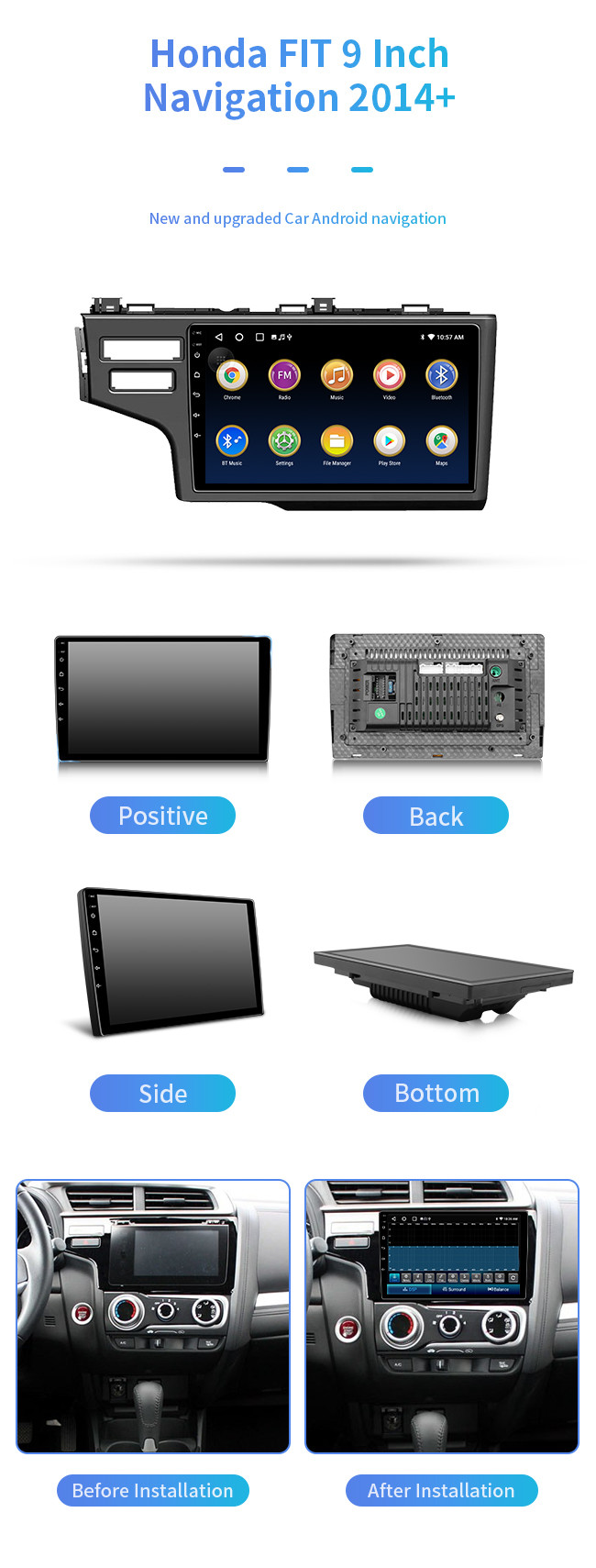 4-Core For Honda FlT 2014+ Real-Time Traffic Condition Bluetooth Car Navigation