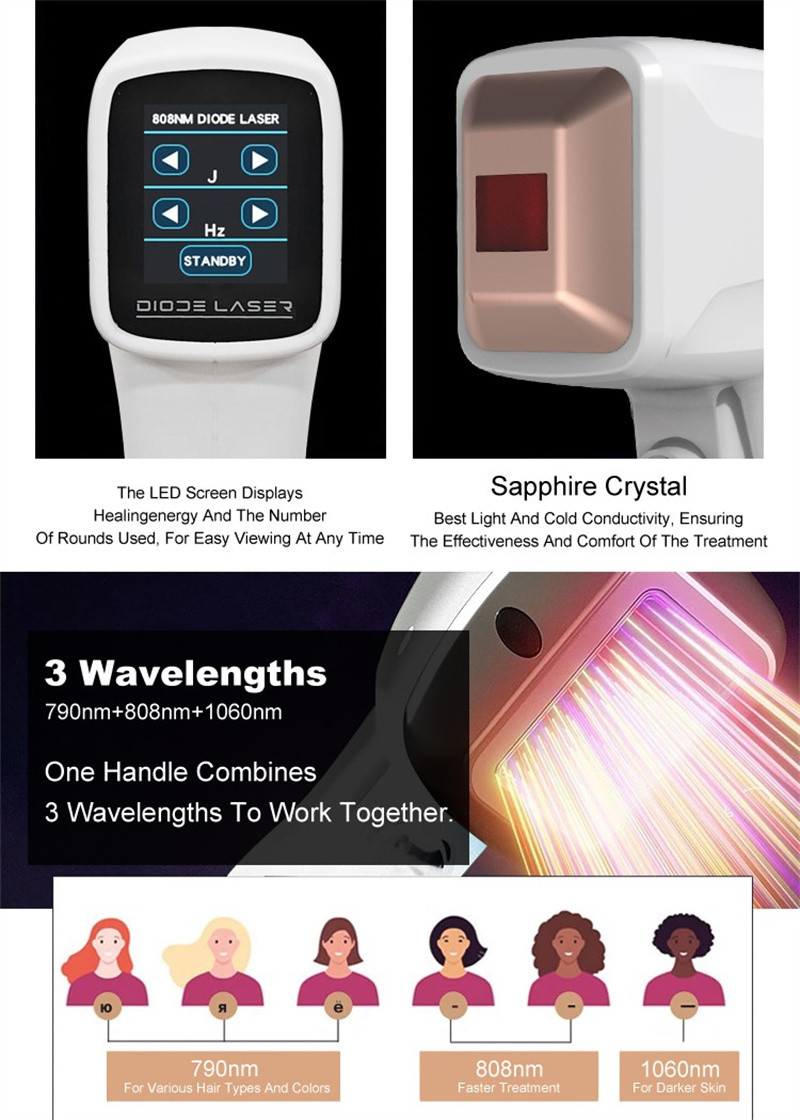 Portable 4 Wavelengths With Cooling System Diode Laser Hair Removal Machine