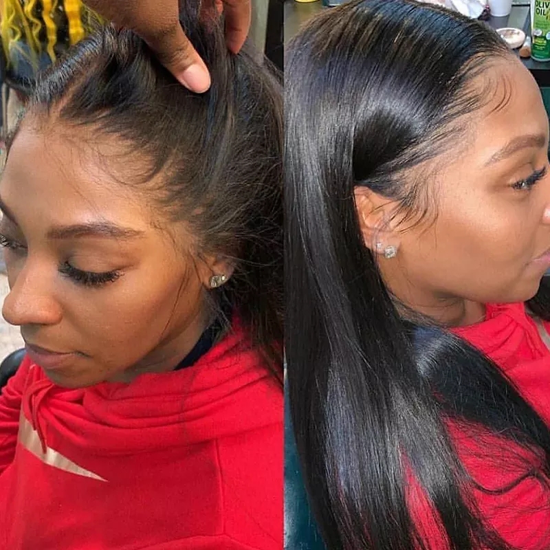 180% Density Natural Hair Color 13x4 Frontal Wig With 100% Human Hair Direct