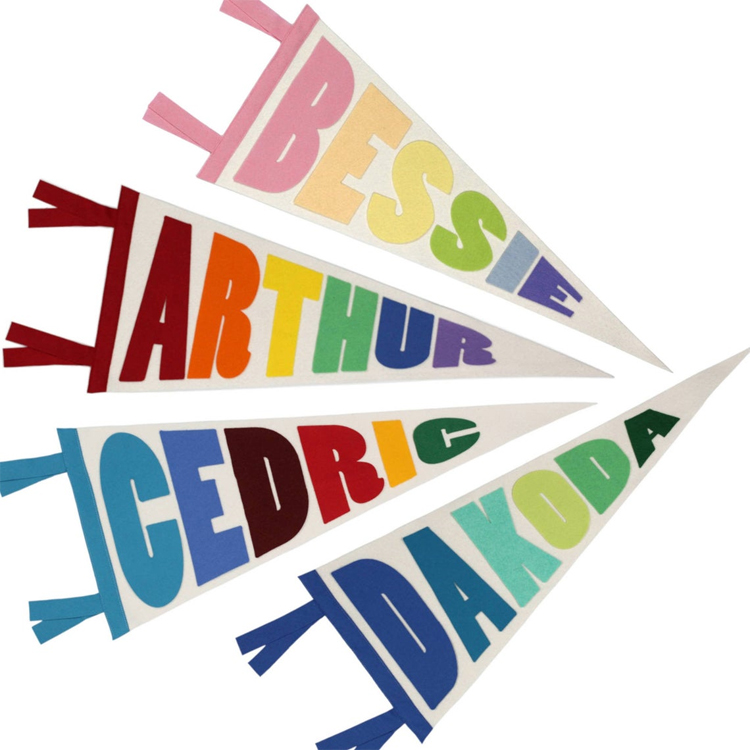 Custom Name Personalized Sign Pennant Flag in Rainbow Colors Wall Decoration Kids Room Nursery Felt party Banner