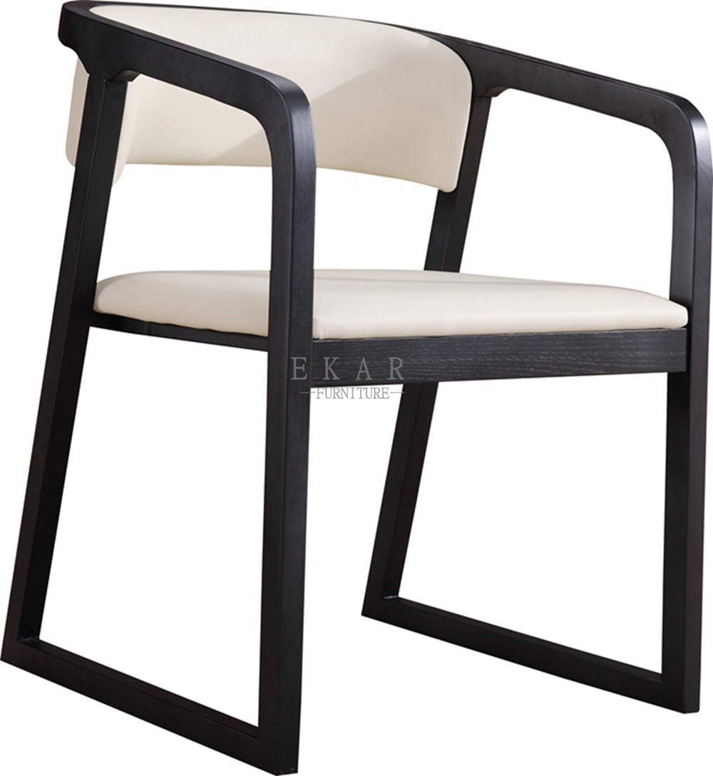 Fabric Solid Wood Blue Wooden Dining Chair With Armrest