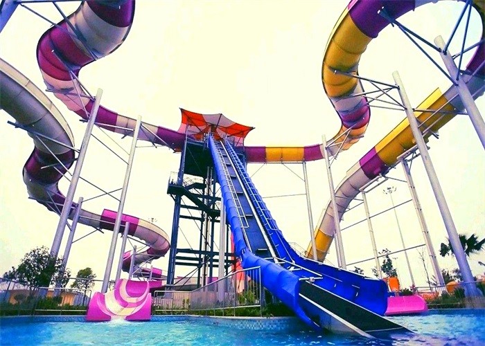 Mix Color Custom Fiberglass Water Slides For Adults