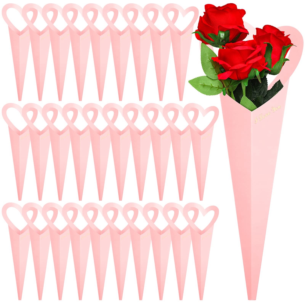 Handmade Custom Heart Bouquet Floral Arrangement Packaging Kraft Paper Box Bag for Flower