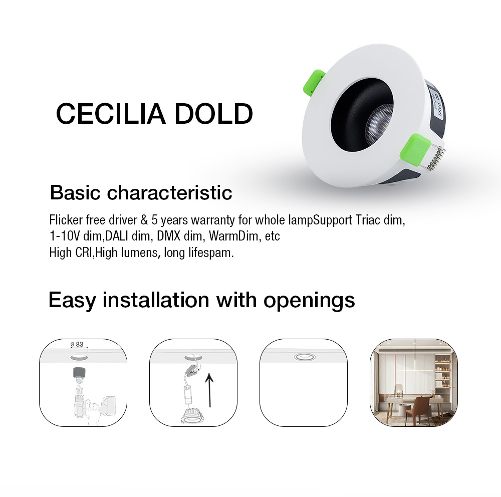 Multi Scene Warm Dimming LED Downlight Flicker Free Aluminum COB Recessed