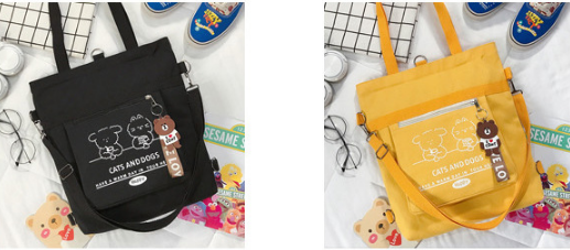 high quality reusable canvas shopping bag ladies tote bags with zipper fashionable cotton handbag school bag for kids