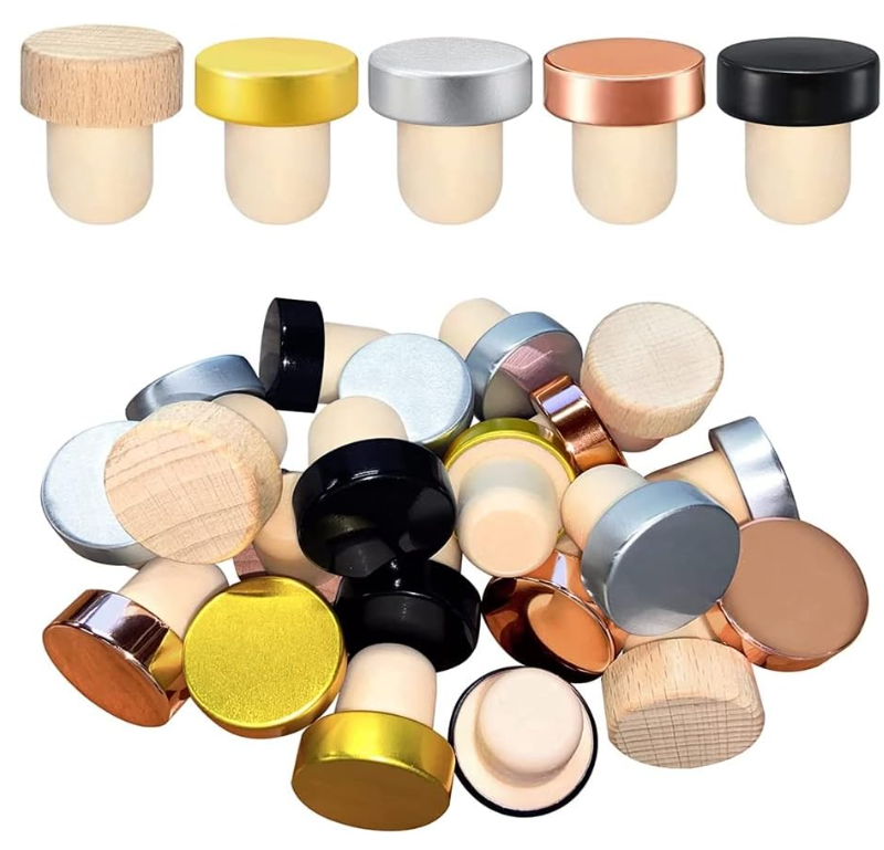 Aluminium-Plastic Customied T Shape Wine Corks Wooden Bar Top Cap Wine Bottle Stoppers