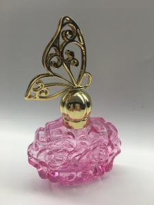 China Sprayer Sealing Perfume Glass Bottle Flower Design Plastic Cap Customized OEM on sale