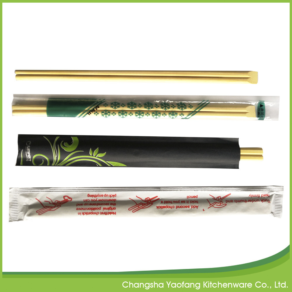 24cm Natural Tensoge Bamboo Chopsticks Eco Friendly Open Paper Packing Customized