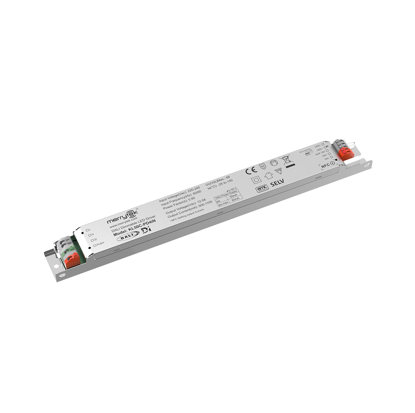  50W 500ma to 1100ma D4I driver NFC programmable DALI2 &amp; PUSH dimmable led lamp driver for LED batten Manufactures
