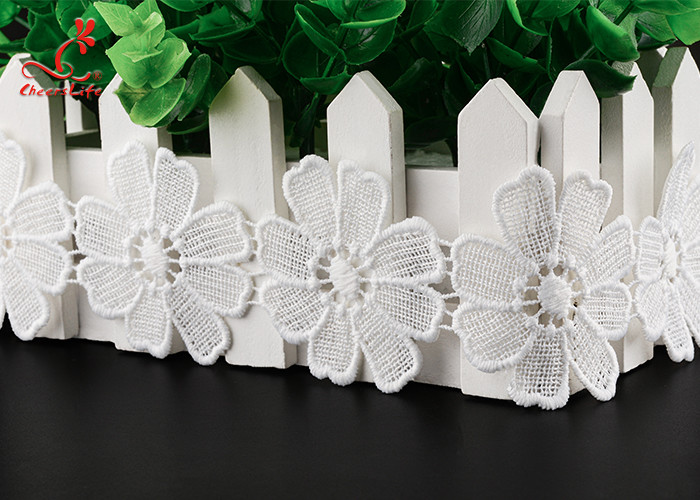 Cheerslife New Arrival 5.3Cm Chemical Guipure Flower Water Soluble Embroidery Milk Yarn White Lace Trim Ribbon