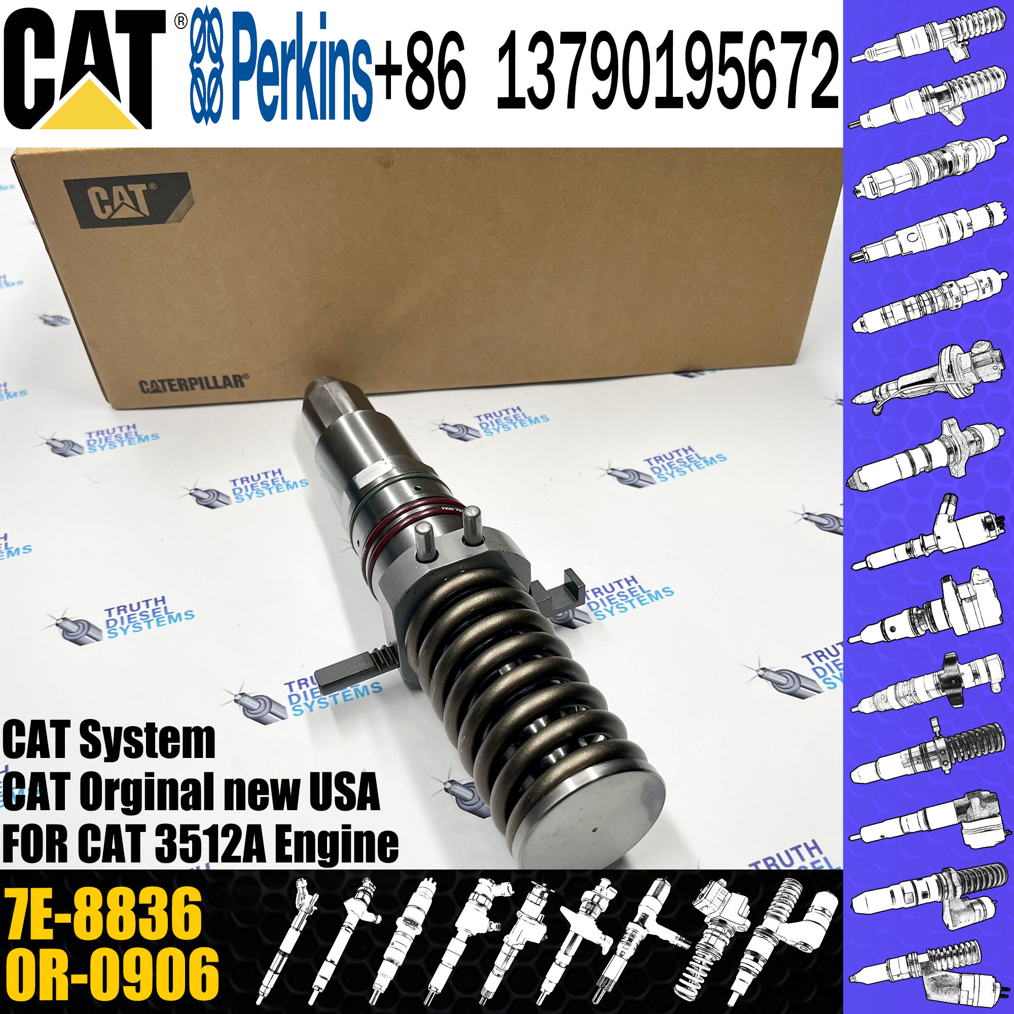 common rail injector 4P-9077 7E-8836 0R-2925 7C-4173 9Y-1785 6I-3075 7C-4184 7C-9578 10R3053 for C-A-T 3500A engine
