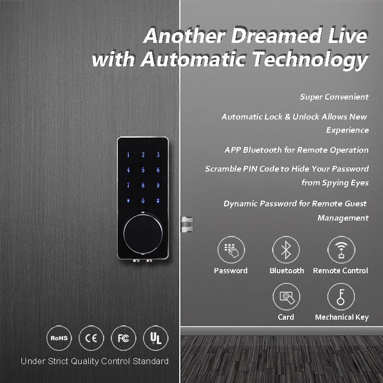 APP Control Remote Front Door Lock , Smart Bluetooth Self Locking Door Lock