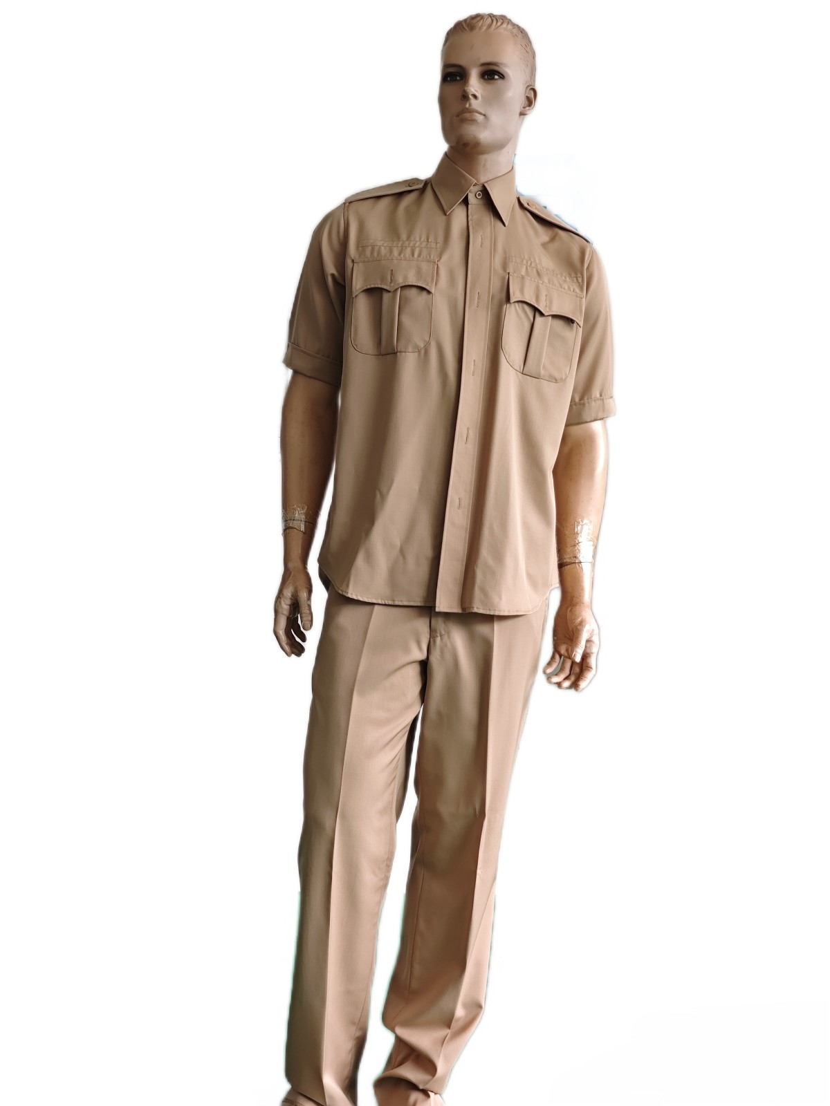 Tactical Khaki Uniform Set Short Sleeve & Straight-Leg 45% Wool for Men