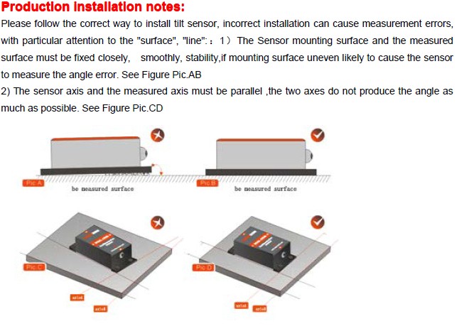SCA141A High Accuracy 0.05deg Tilt Switch Sensor 2 Axis 4 Directions Measurement