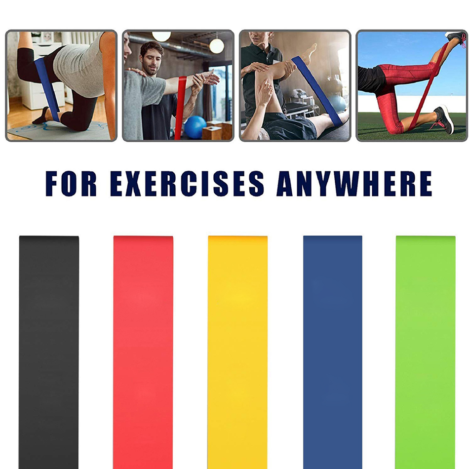5LB SGS Natural Latex Resistance Bands Strength By Color Available 3D