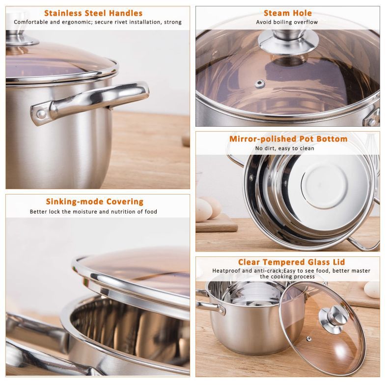 Direct Selling Restaurant Mirror Polished Cooking Soup Serving Pot Stainless Steel Stock Pot Cooking Pot