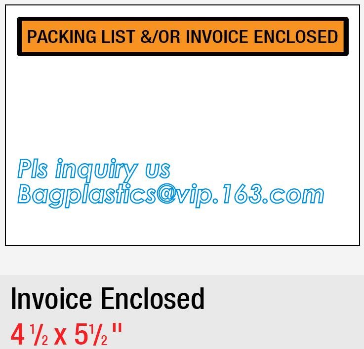 PP film 178*140mm invoice enclosed packing list envelopes, DHL Shipping pockets for waybill, A4 size plastic packing lis