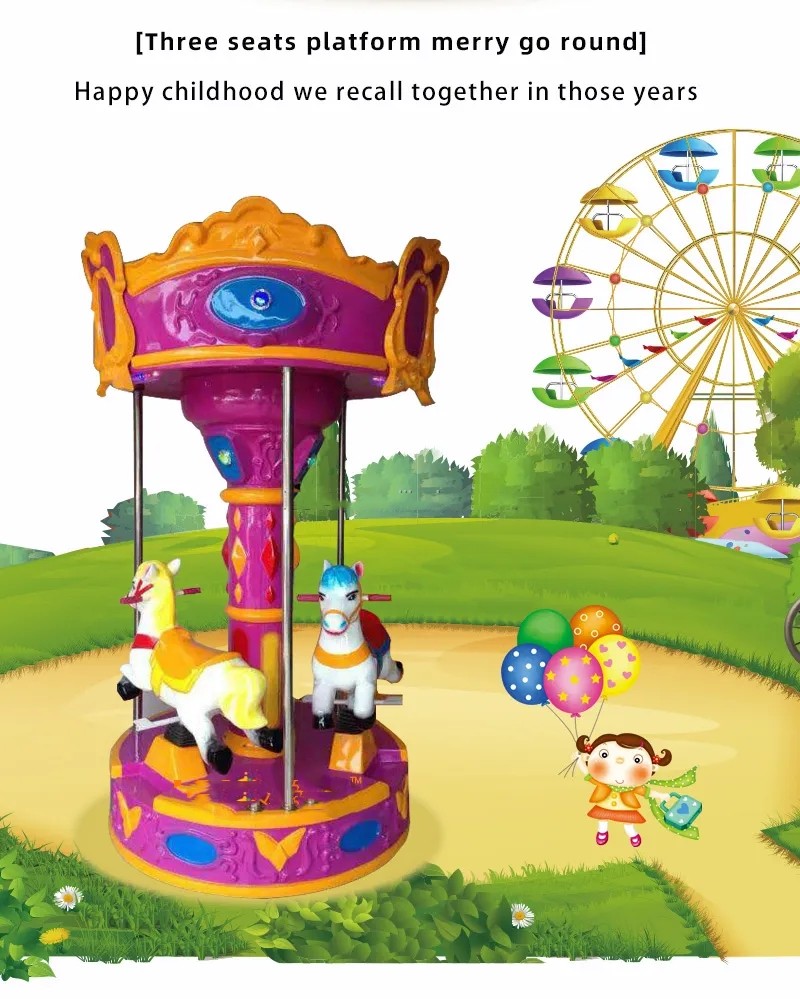 ODM Coin Operated Carousel Ride Amusement Park Horse Carousel Kiddie Ride