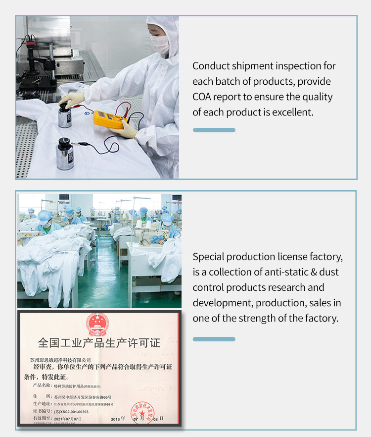 garments Washable ESD Cleanroom filament polyester thread Coverall Lint Free Clothes Clean Room Lab Coats