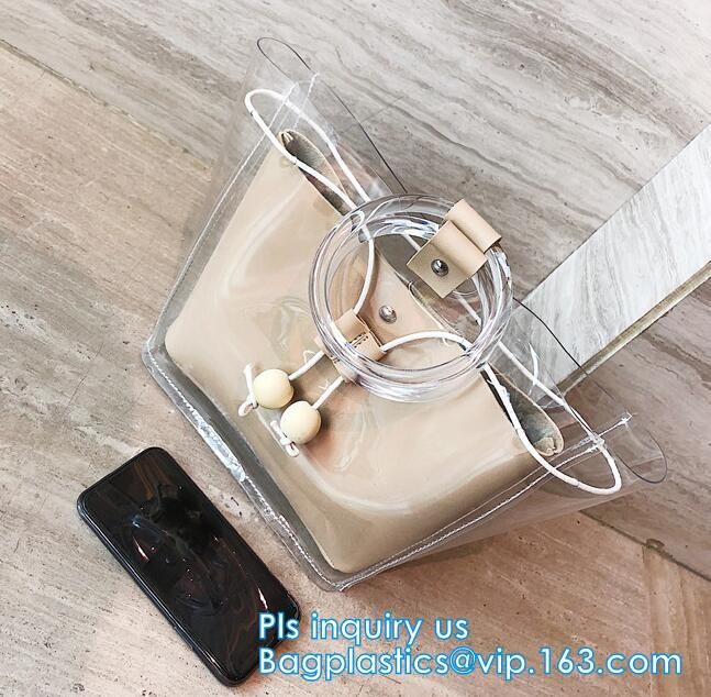 reusable eco friendly tote transparent pvc shopping bag, shopping cluth PVC beach bag with zipper, eco-freindly Promotio