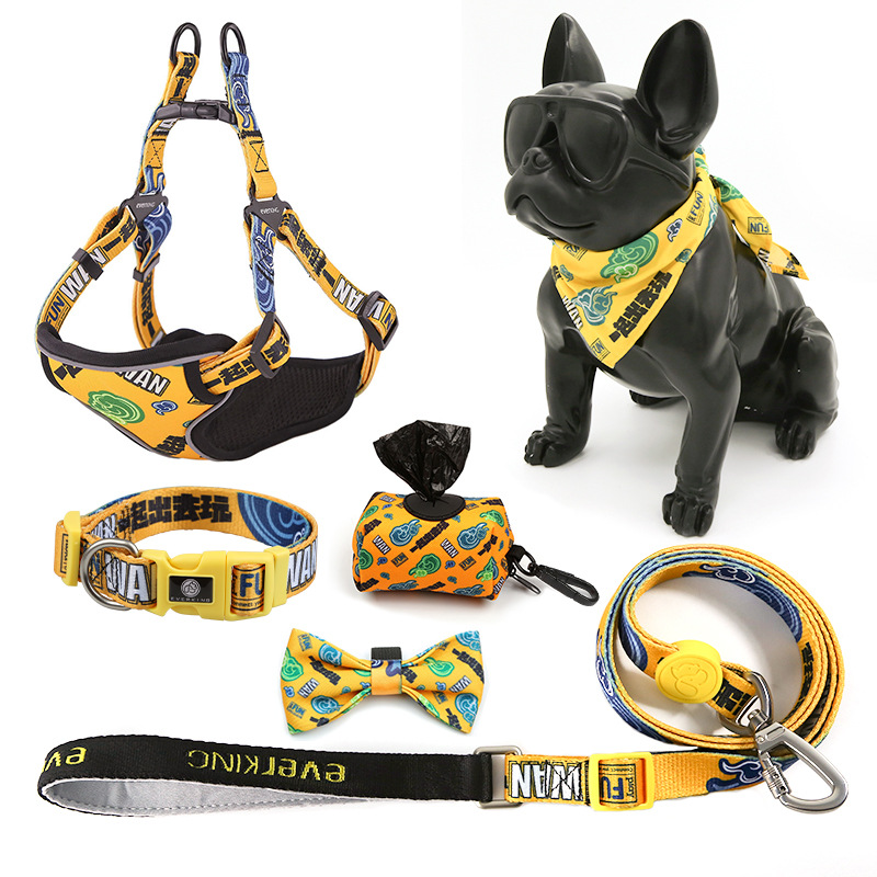Dogs Polyester Custom Sublimation Blank Personalized Pet Collar and Leash Harness Set Custom Logo Summer Dog Harness Designs