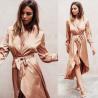 Buy cheap Fall Women Clothing Sexy Deep V Neck Satin Wrap Dress from wholesalers