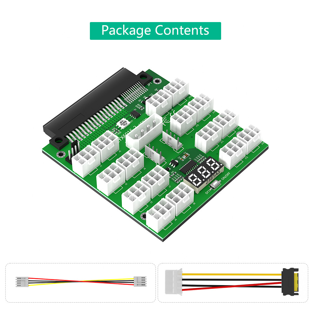16 Ports 12V PCI-E 6Pin Server Power Supply Breakout Board for Daier 750W 1100W 1600W 2000W 2400W Synchronization Connector