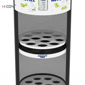 3-Tiers White Graphics Beverage Kiosk Displays Shelf Design