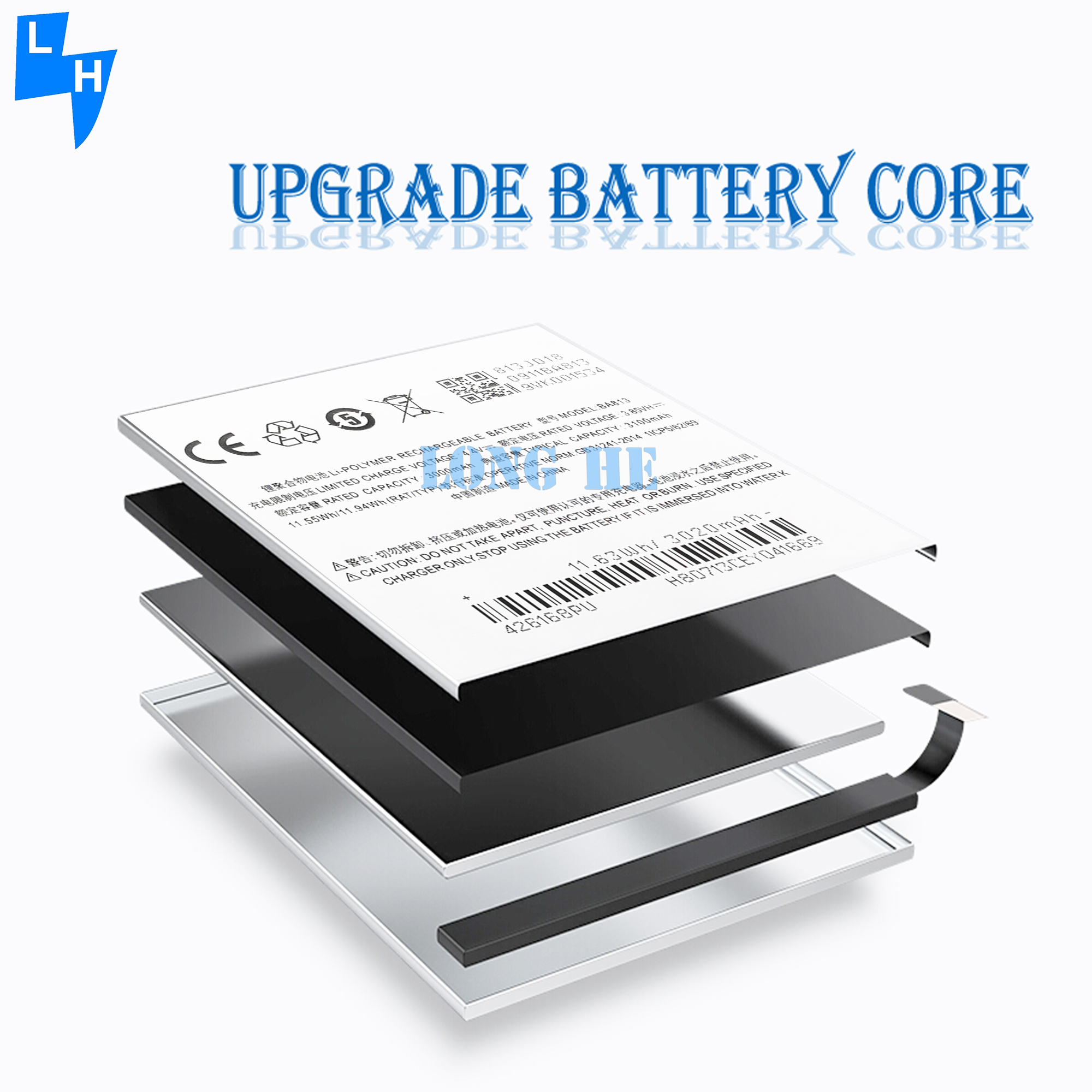 3100mAh Rechargeable Batteries for Meizu V8 Pro OEM BA813 Cell Phone Version Battery