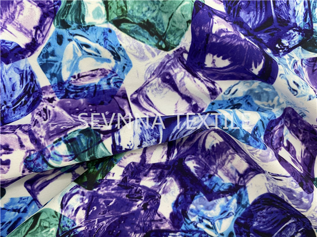 24% Spandex Recycled Swimwear Fabric Ice Cold Digital Printed Pattern