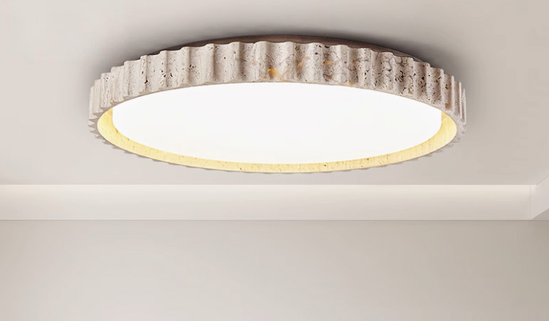 French round bedroom ceiling lamp yellow cave stone wabi-sabi style living room dining room lamp middle-aged designer study
