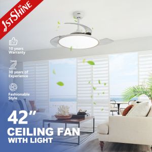 42 Inch 6 Speeds Dimmable Led Invisible Ceiling Fan With Light 3 Pc Blades