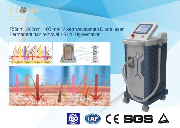 White Portable Diode Laser Hair Removal Machine 755nm + 808nm With LCD Touch