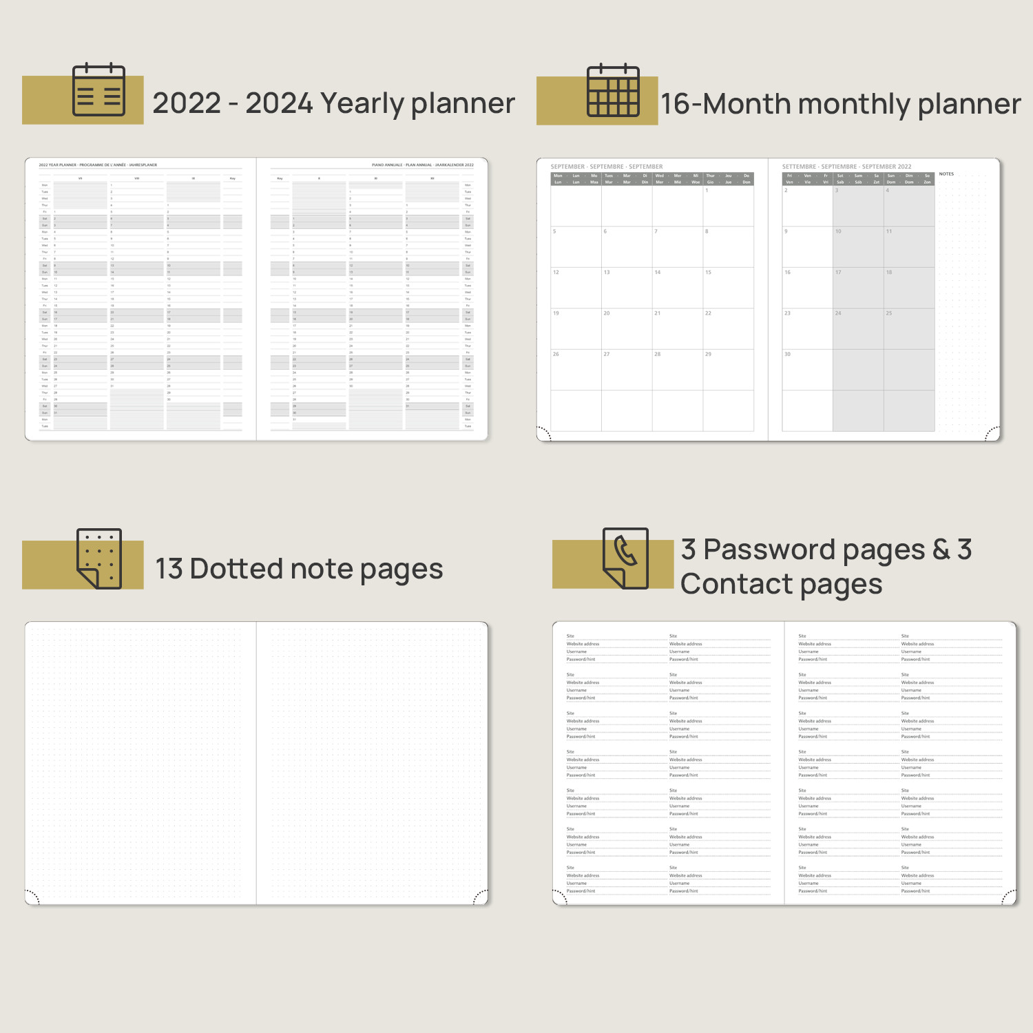 100GSM Ivory Paper Large Academic Planner Weekly Daily Schedule
