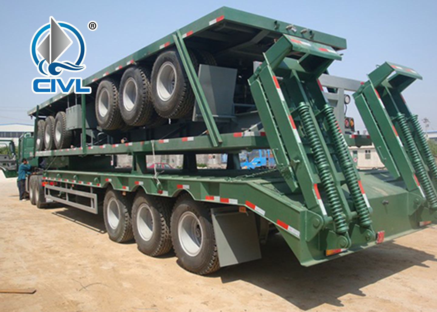 Hydraulic Cylinder CIMC CIVL 60t Low Bed Semi Trailer