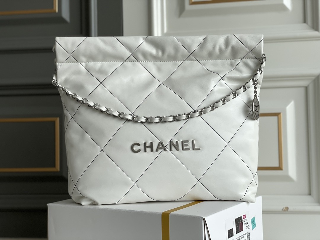 22S Calfskin Navy Chanel 22 "Trash Bag" Small Handbag ODM