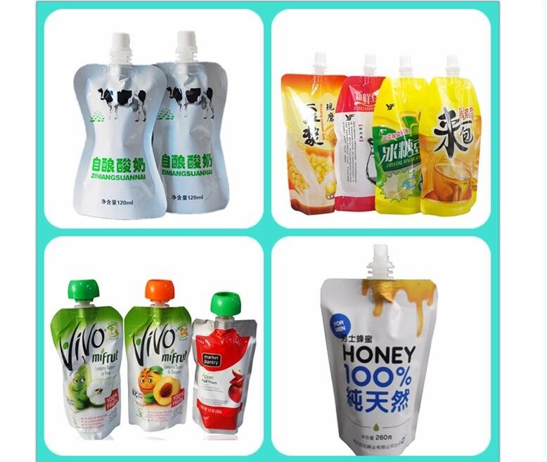 Custom Printing Stand Up 500Ml Reusable Plastic Spout Bag for Jucie Packing
