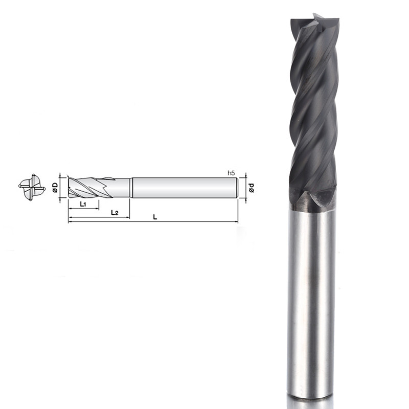 Diamond Coated Tungsten Carbide 4 Long Flute End Mills 10mm For Graphite