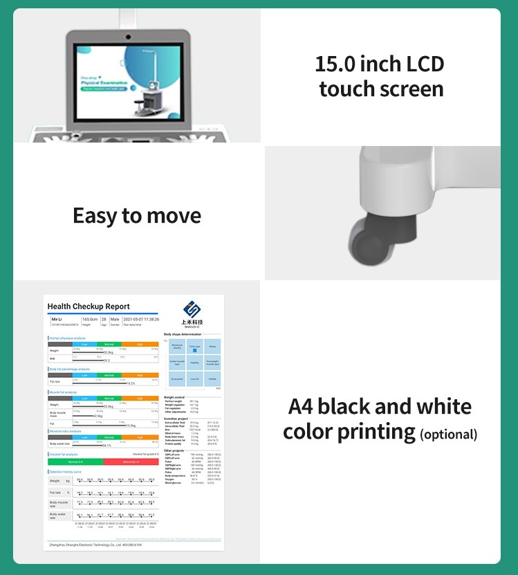LCD HD 15" Medical Check In Kiosk Self Service Height Weight And Blood Pressure Kiosk
