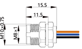 IP67 M8 Connector After Install Female 4P Shield 2.0m Cable Length