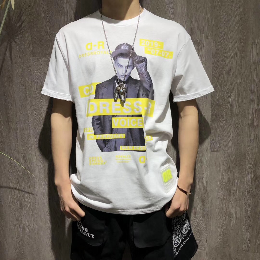 OEM Hip Hop 100% Cotton Fashionable Mens T Shirts Round Neck Letter Printed
