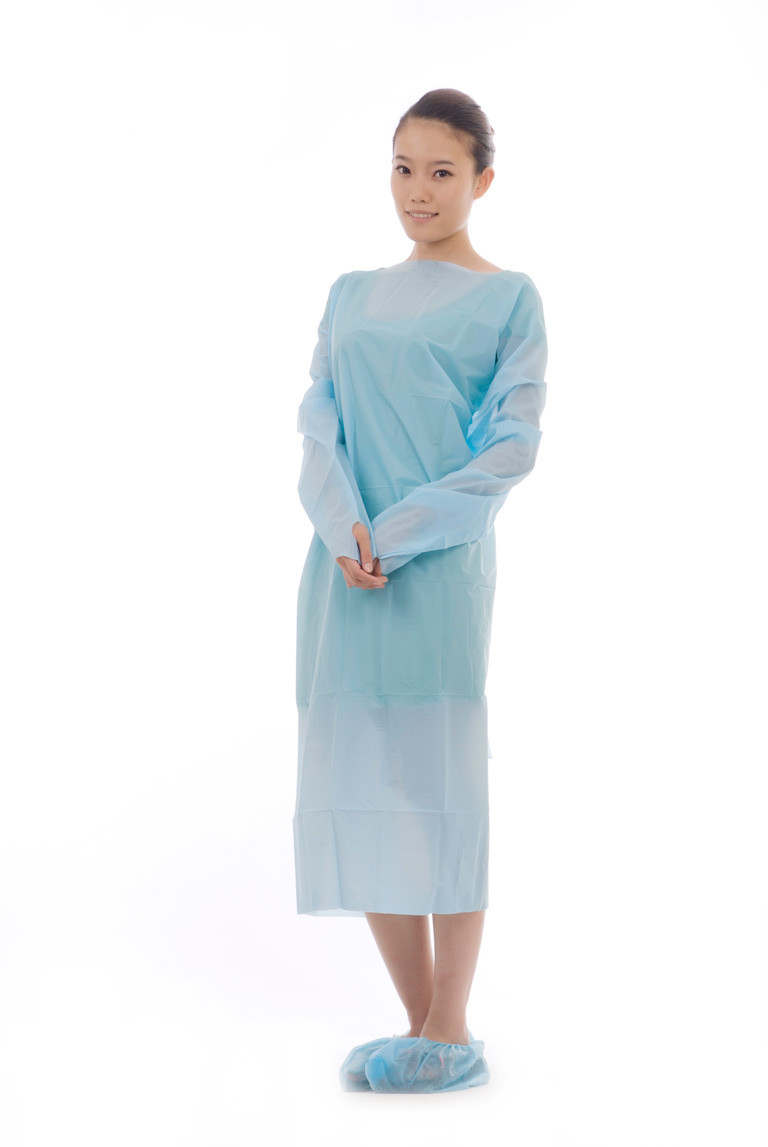 CE Standard CPE Disposable Protective Gowns / Blue CPE Surgical Gown For Hosptal use