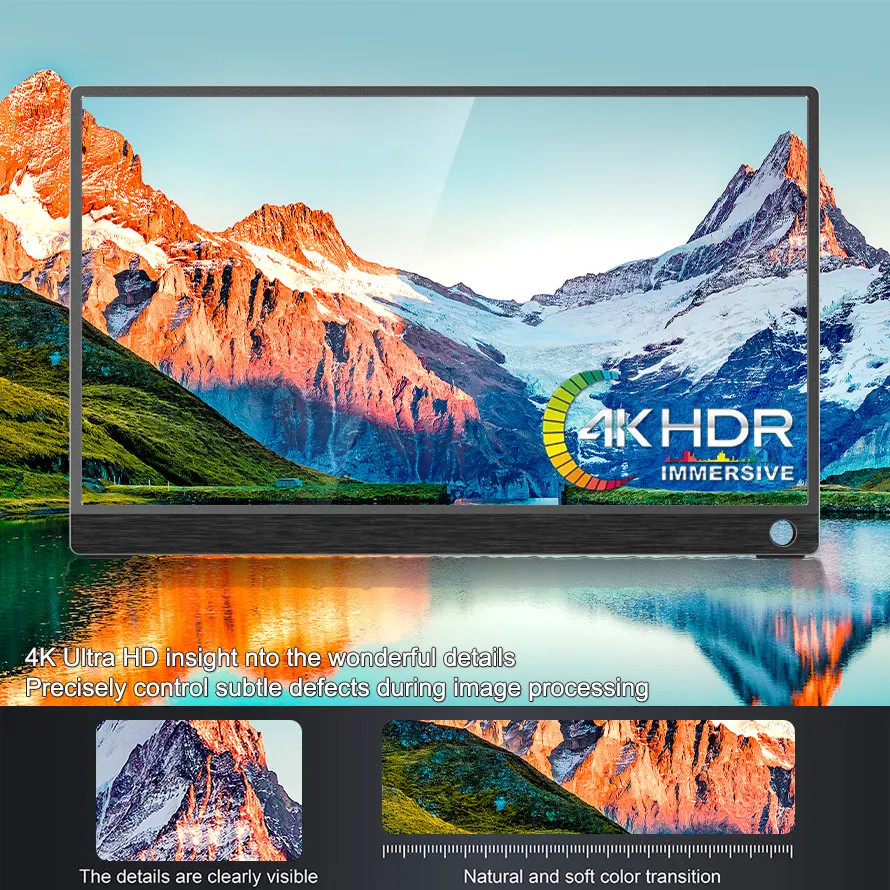14 inch 4K IPS Screen Dual USB C Portable Gaming Monitor Slim Lightweight 100% Color