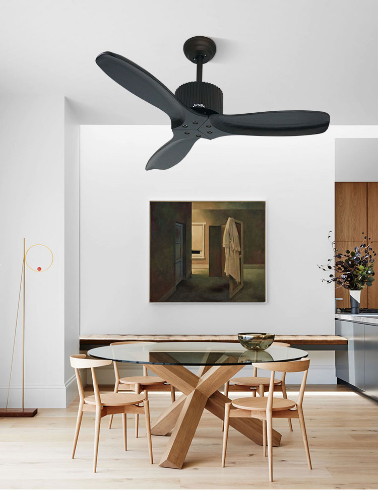 Natural Wind Energy Saving Electric Ceiling Fan with 3 Rotary Vane and Remote Control