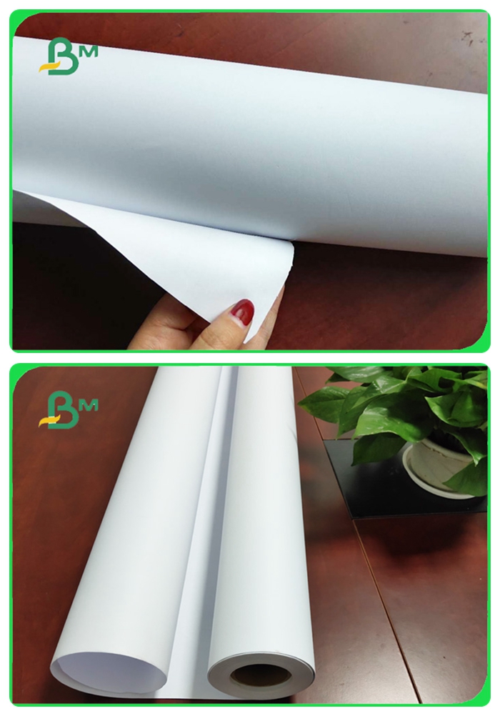 White Color Uncoated Plotter Paper 24'' / 36'' Wide Format Printer For Garments
