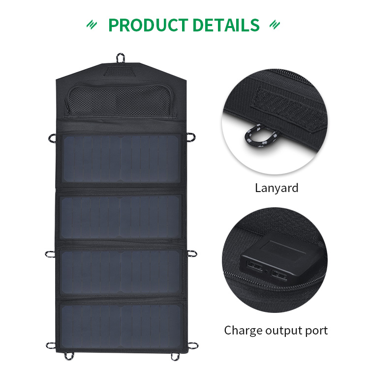 28W 6V/4.66A Travel Waterproof Charge Low Power Solar Panel Outdoor Foldable Portable