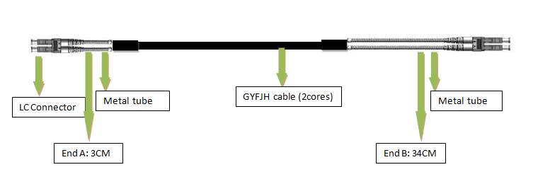 Outdoor Multimode DX LC Duplex Pigtail Patch Cord Branch Cable 100 Meter