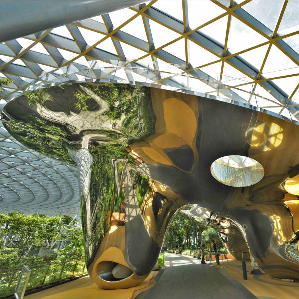 Quality Dual Curved Stainless Steel Facade Discovery Slides Mirror Polished for sale