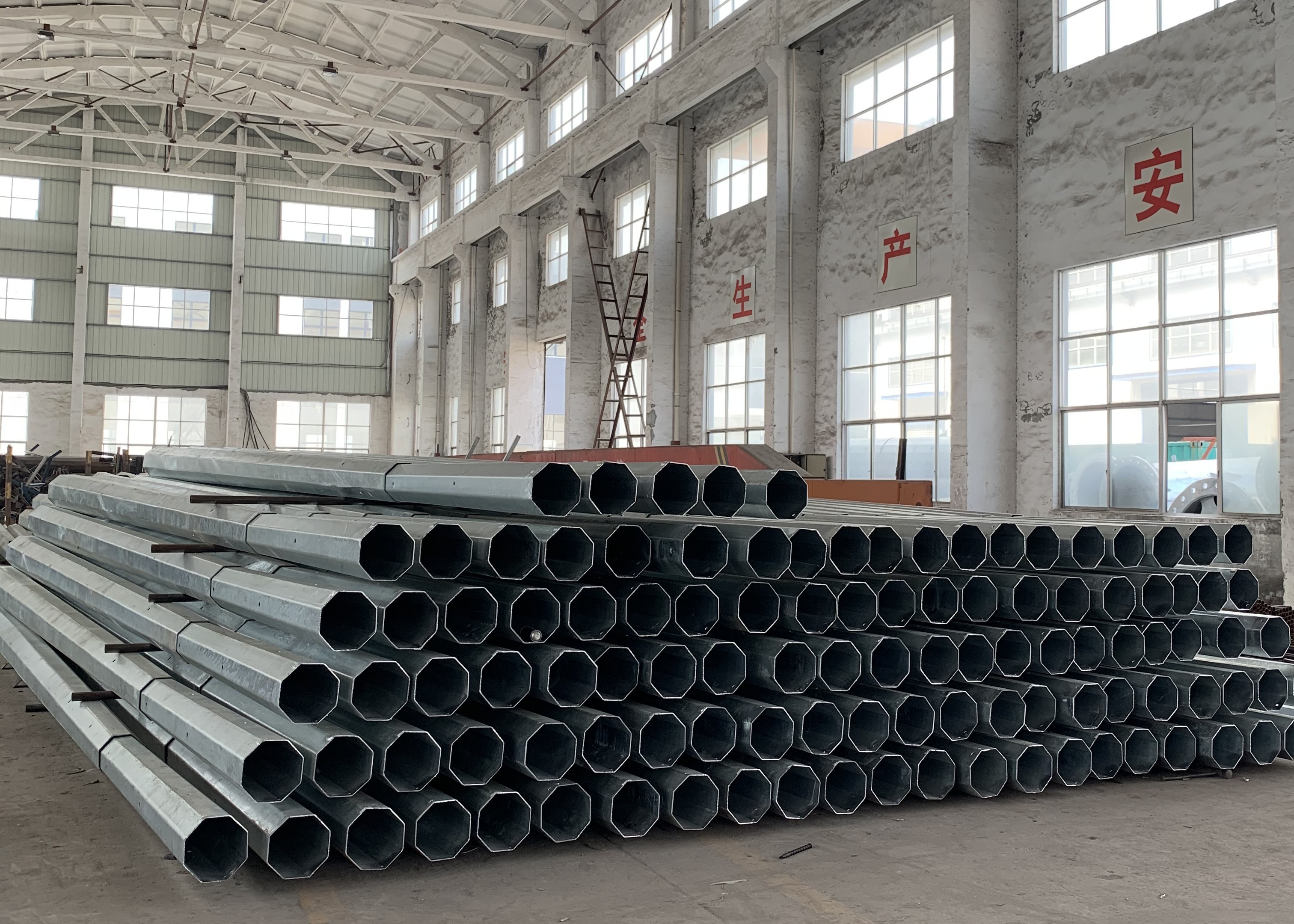 Hot Dip Galvanized Steel Pole Philippines 45FT Distribution Pole Q355 Octagonal
