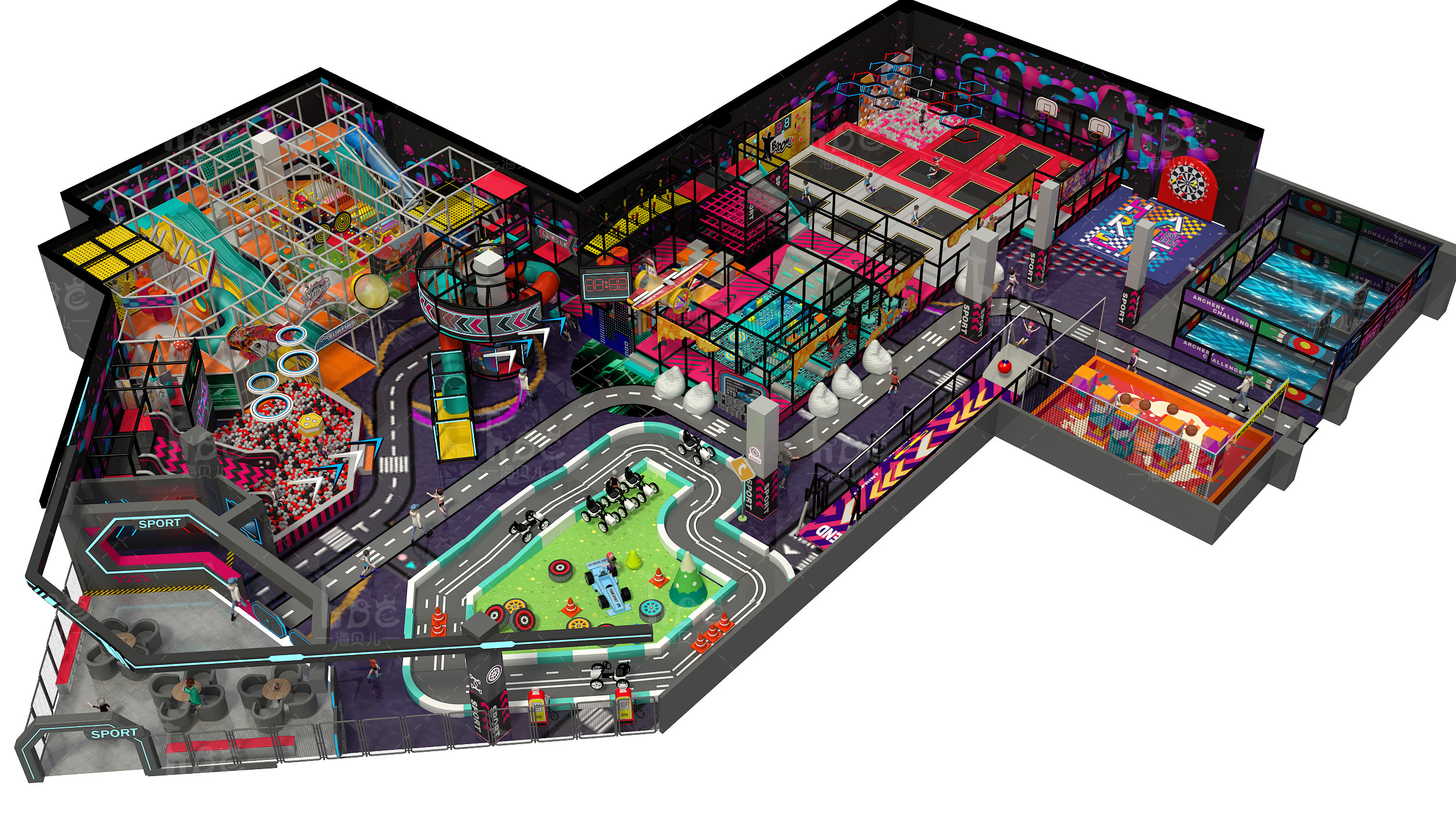 Trampoline Park Video Game Style Family Sport Center Indoor Playground Equipment